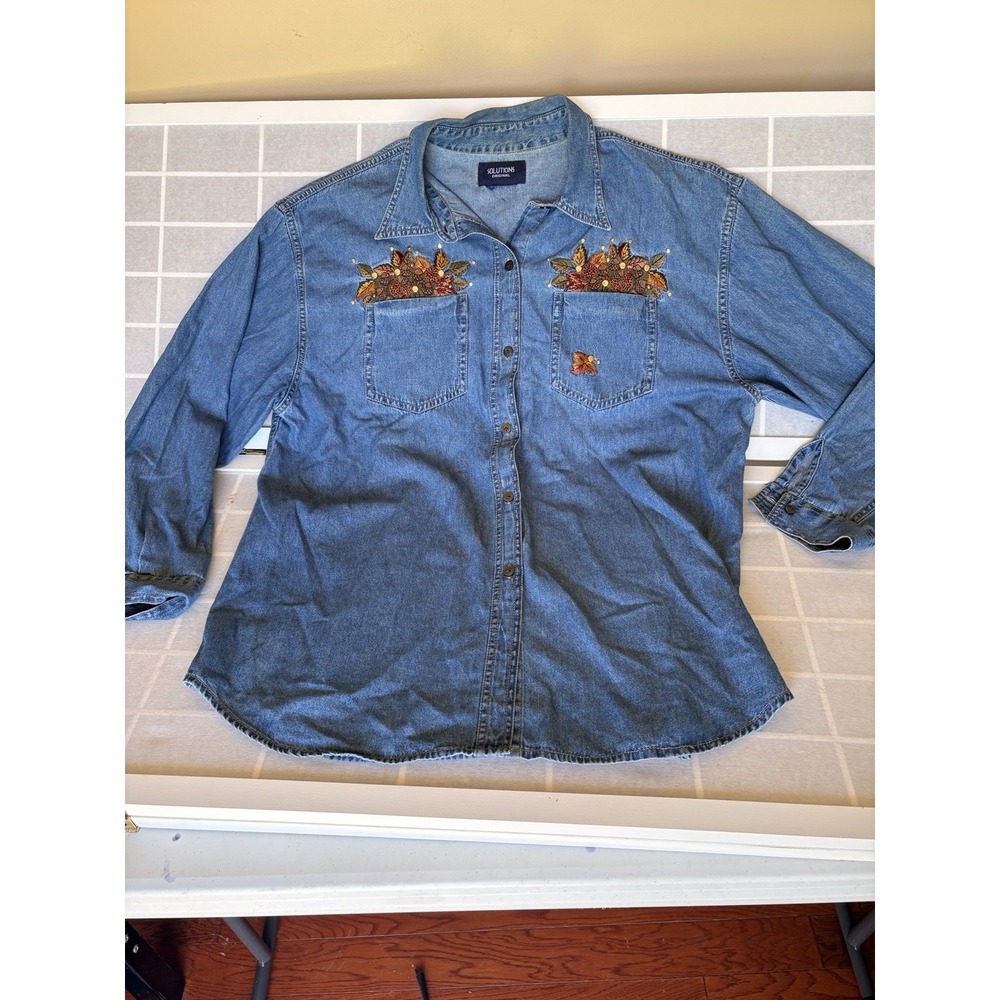 VTG Solutions Nature Denim Shirt Fall Autumn Harvest Long-Sleeve Women's 18W/20W